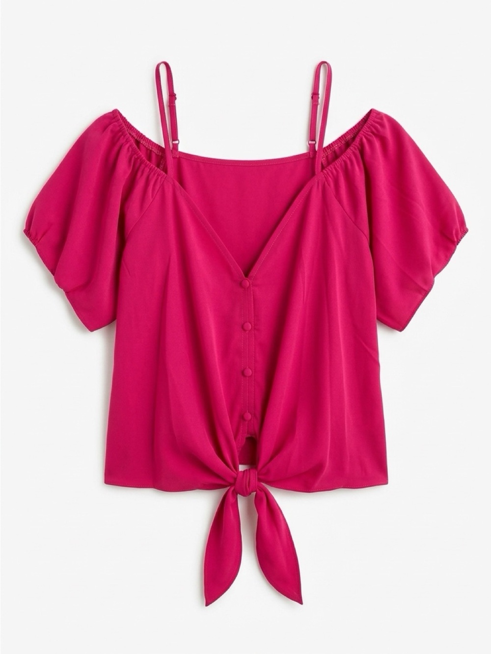 SHEIN Fuchsia Tie-Front Off-Shoulder Camisole